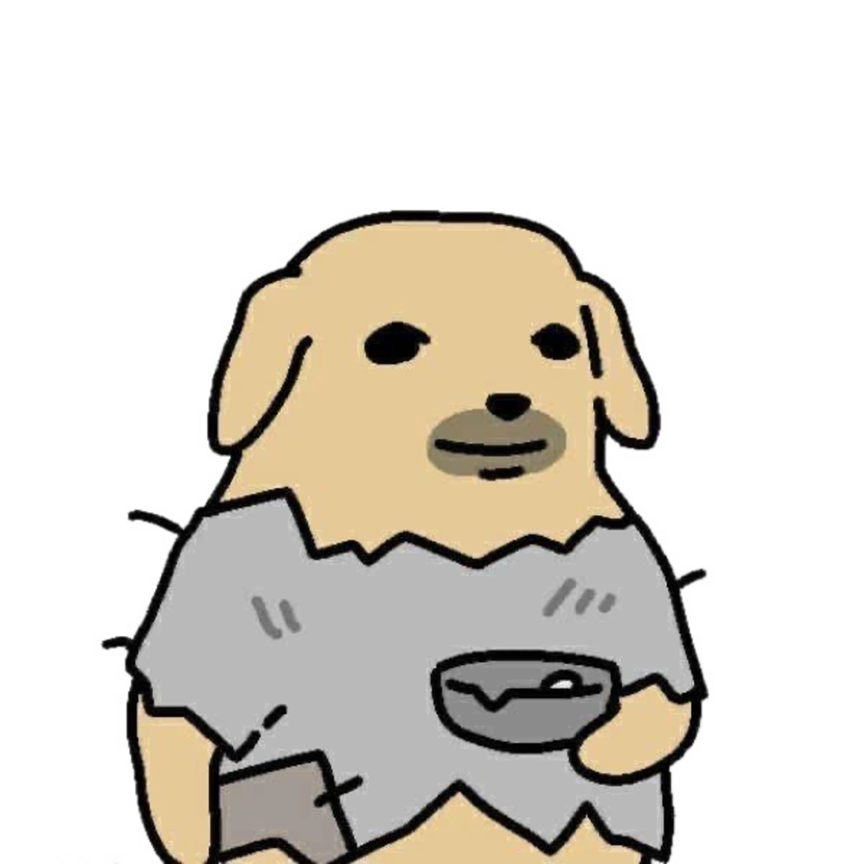 Broke Dog holding a bowl